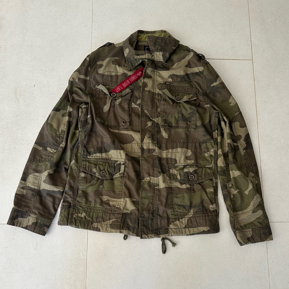 Alpha Industries Camouflage Military Jacket Large